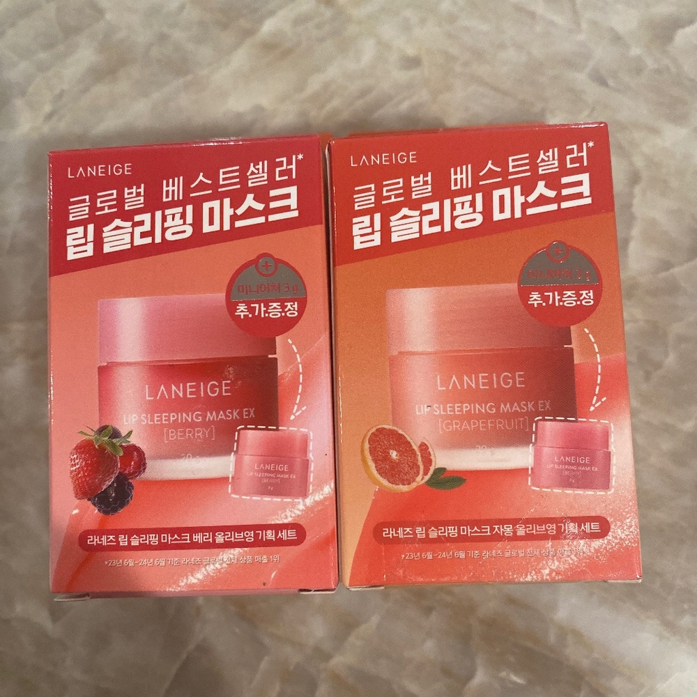 Laneige Lip Mask x 2  Grapefruit and Berry 20g + 3g/ set * Korea *